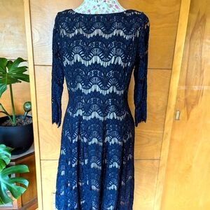 Jessica Howard size 10 Navy Lace Long Sleeve Dress